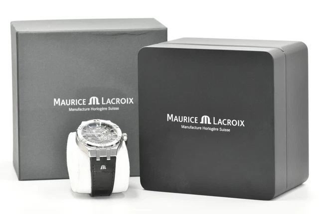 Mens Maurice Lacroix Aikon AI6028 45mm Automatic Skeleton Alligator Leather Band