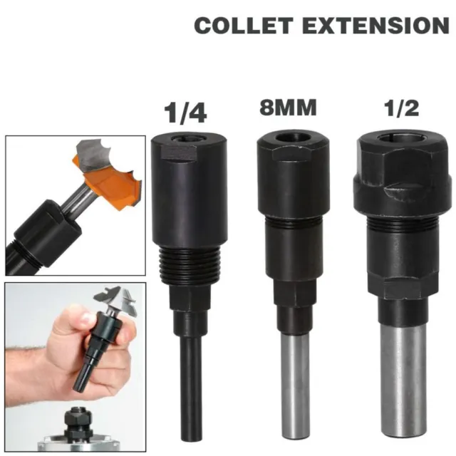 1x 1/2 1/4 Inch Shank Router Bits Collet Extension Rod Engraving Machine Tools