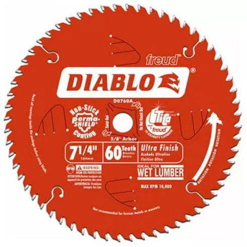 Diablo by Freud D0760A 7-1/4" x 60-Tooth Ultra Fine Finishing Circular Saw