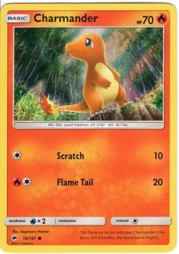 Charmander 18/147 S&M Burning Shadows Common PERFECT MINT! Pokemon