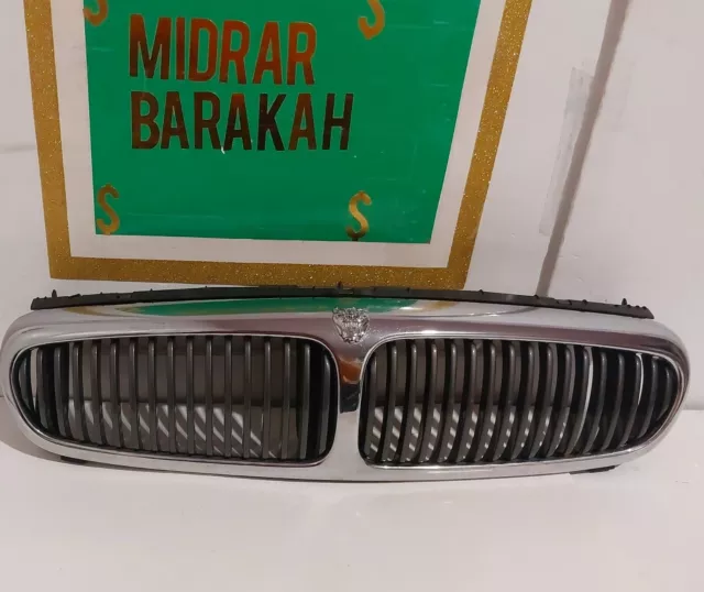 Jaguar 2002-2008 X-TYPE Front Upper Chrome Radiator Grille W/ Emblem. Oem. Used.
