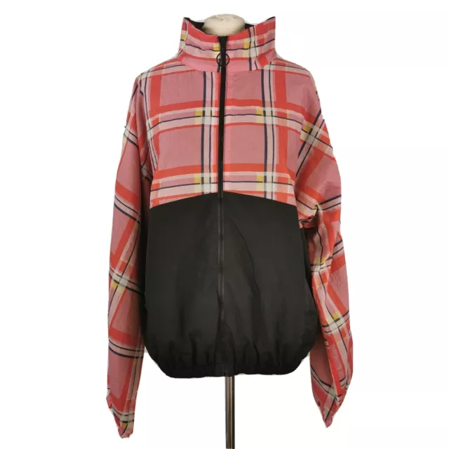 TOPSHOP SIZE L 14 16 Check Plaid Bomber Style Jacket Mac Cagoul