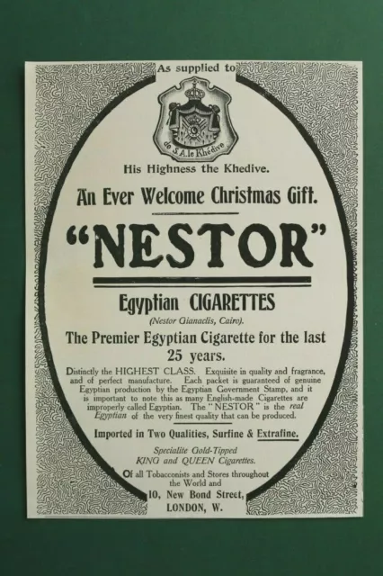 W04) Reklame Nestor Egyptian Zigaretten England London 1904 Rauchen Tabak 13x18