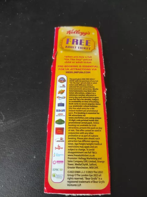 KELLOGGS Free Adult Ticket Voucher Merlin Attractions Expires 30/06/24