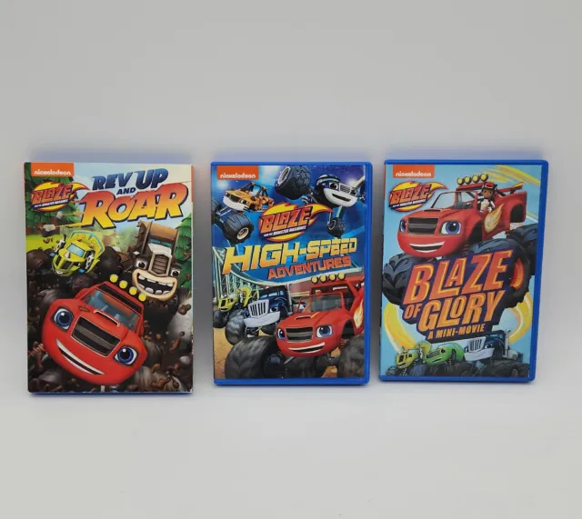 Lot of 3 Blaze and the Monster Machines- Rev Up - Highspeed - Blaze of [DVD’s]