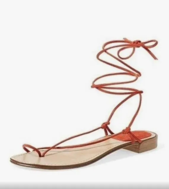 Stuart  Weitzman  Nieta Pimento Suede Ankle Wrap  Sandals Size 8