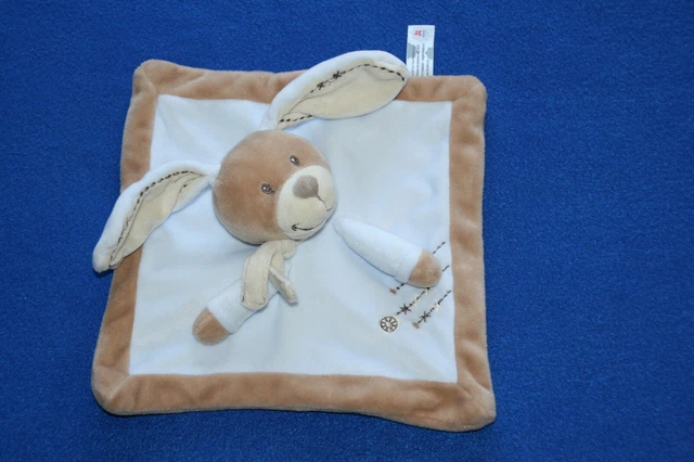 Nicotoy Simba Toys Doudou Lapin Plat Beige Bleu Marron Croix Echarpe Neuf