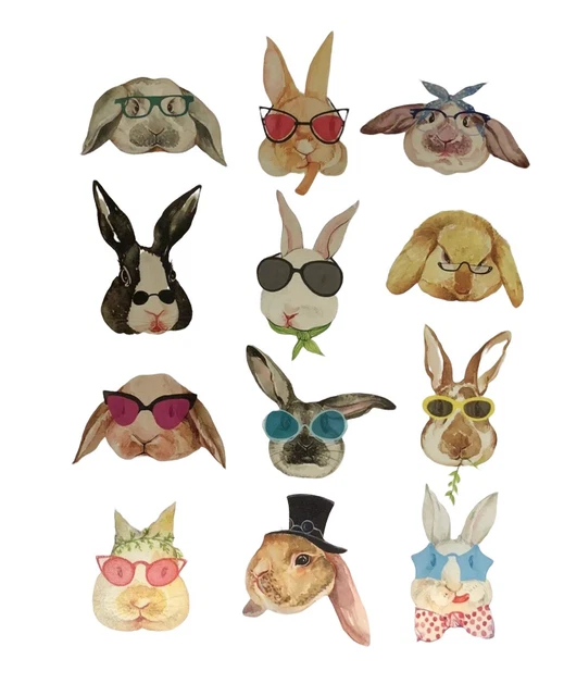 Bunny Rabbit Decor Sunglasses Farm Nursery Whimsical Animals Wall Hanging