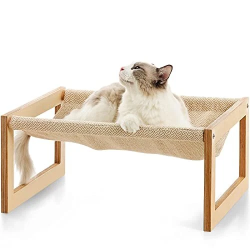 FUKUMARU Cat and Small Dog Bed, 21 X 16.5 Inch Cat Hammocks for Indoor Cats, ...