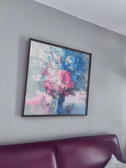 D. PORINCHAK PLUM Rose Bouquet Lithograph Large Square 33” X 33