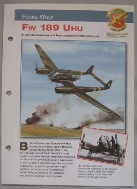 Aircraft of the World Card 28 , Group 12 - Focke-Wulf FW 189 UHU