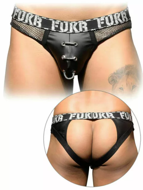 FUKR Football Net Jock Sportjock Backless NUOVO nero Jockstrap underwear