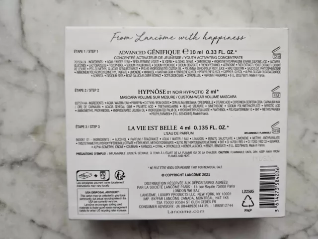 Lancome-Set La vie est belle 4 ml + Mascara 2 ml + advanced genifique 10 ml
