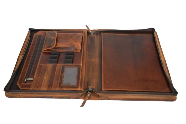 Buffalo Leather Portfolio Padfolio A4 Case Business Organizer Document Folder