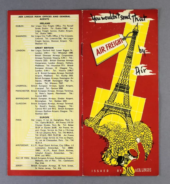 Aer Lingus Vintage Airline Brochure Freight Cargo 1950 Irish Air Lines