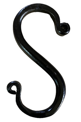 6 Wrought Iron 3 inch S Hooks - Hand Forged Hook Set with Scrolls AMISH USA 3