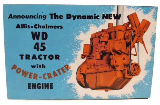 ORIGINAL VTG Allis Chalmers Brochure WD 45 Tractor w/ Power Crater Engine 11"x7" ORIGINAL VTG Allis Chalmers Brochure WD 45 Tractor w/ Power Crater Engine 11"x7"