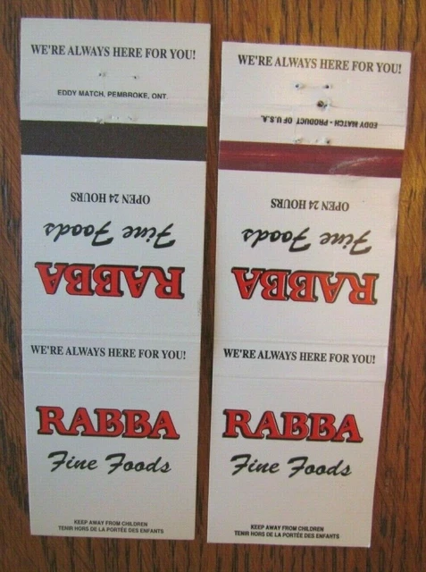 Rabba Supermarket 2 Matchbook Matchcovers (Toronto, Ontario Area) -F9