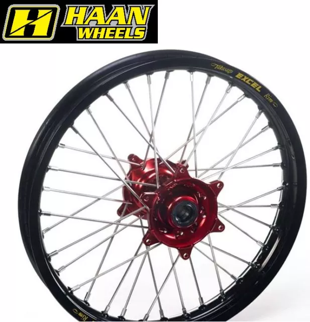 Roue Arrière Complète Haan Wheels A60 19 2.15 36T Jante Noire/Moyeu Rouge Honda