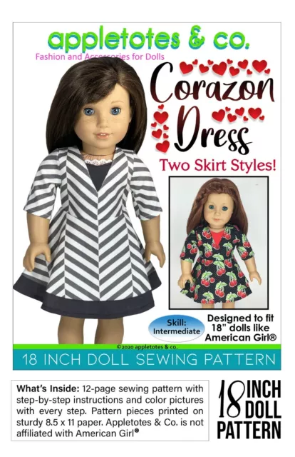 18" Doll Sewing Pattern -Corazon Dress Sewing Pattern for American Girl Dolls