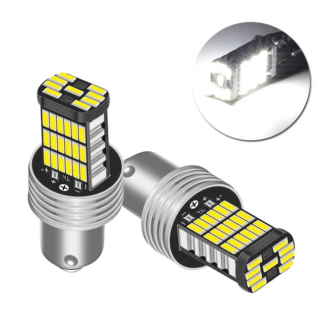 Ampoules LED P21W BA15S Orange Canbus Pour Clignotants Voiture - 2 Ampoules, 144 SMD, Chrome - Neuf