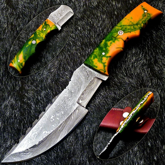 Custom Handmade Damascus Blade Camping Hunting Full Tang Tracker Knife HP-4713