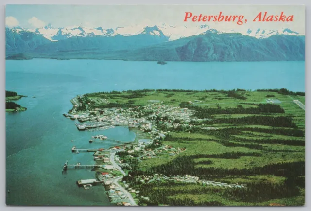 Petersburg Alaska~Aerial View on Inside Passage~Continental Postcard