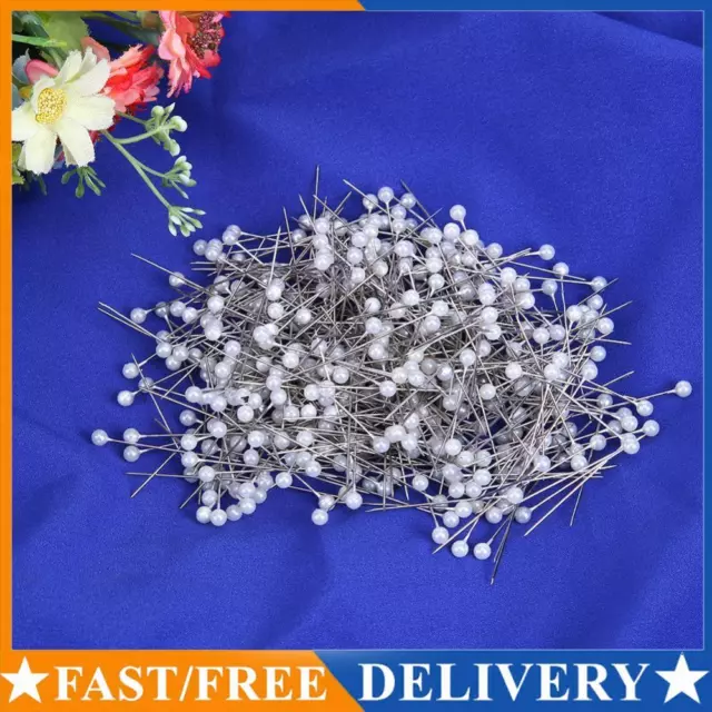100pcs Round Pearl Heads Sewing Needles Stitch Pins Wedding Bride Corsages AU
