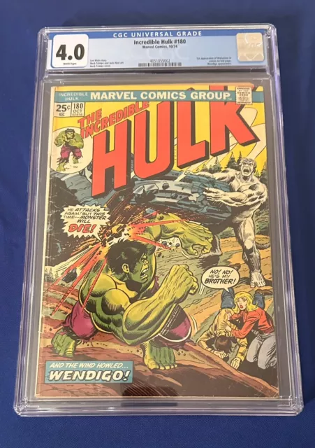 Incredible Hulk 180 - 1974 - CGC 4.0 - White Pages  1st Cameo App. of WOLVERINE