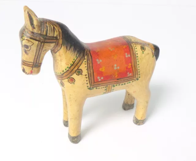 Miniature Carved Old Wooden Painted Horse