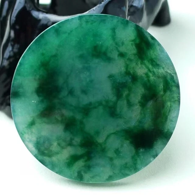 Round Emerald  Icy Full Green 100% Natural Jade jadeite Pendant 无事牌  YX0322