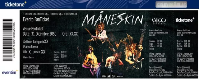 x2 biglietti concerto Maneskin Roma 20 Luglio Tribuna Monte Mario