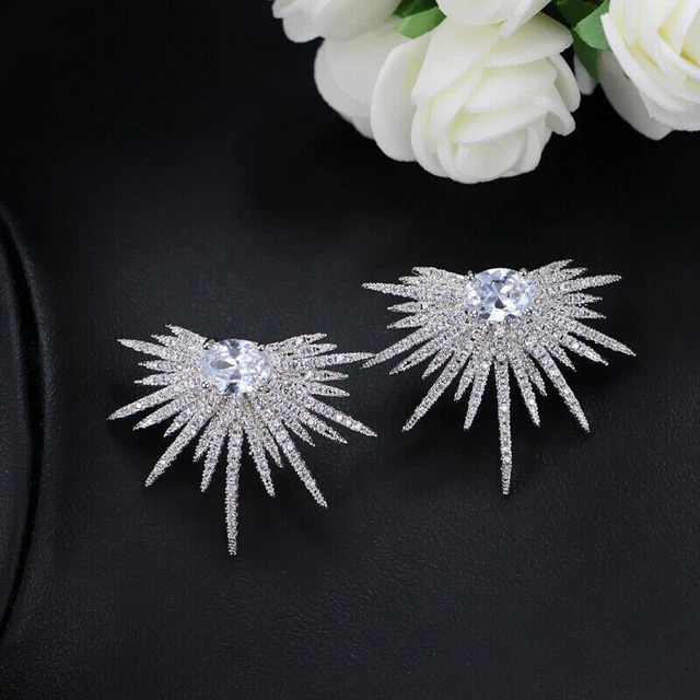 SALE 2.50 Ct Round Oval Simulated Diamond Drop Stud Earrings White Gold Over