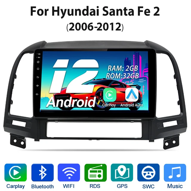 2+32G Carplay Für Hyundai Santa Fe 2 2006-2012 Car Stereo Radio GPS Navi WIFI BT