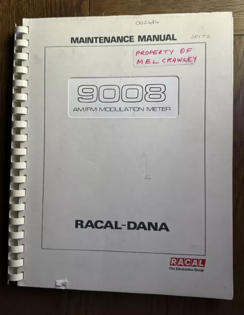 Racal Dana 9008 AM/FM Modulation Meter Maintenance Manual