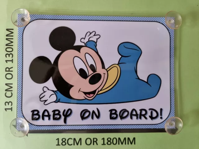 Mickey Mouse Baby On Board Car Laminated Sign