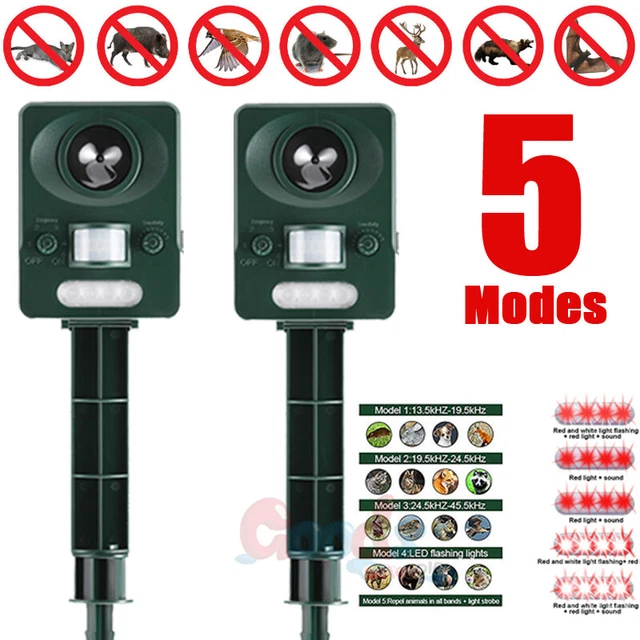 1/2PK Animal Repeller Ultrasonic Solar USB Outdoor Pest Cat Mice Deer Sensor