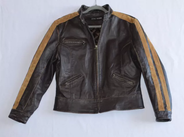 Vintage Steve Madden Womens Leather Biker Jacket Large Slim Fit