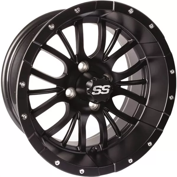 Matte Black 12x7, 4/4, 3+4 Ocelot E122 Golf Cart Wheel - 847-127122-23