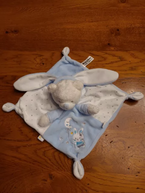 Doudou Max Et & Sax Ours Capuche Lapin Plat  Blanc Bleu Etoile Lune  Neuf