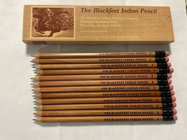 VINTAGE THE BLACKFEET Indian Pencil 12 100-2 Sharpened Pencils In