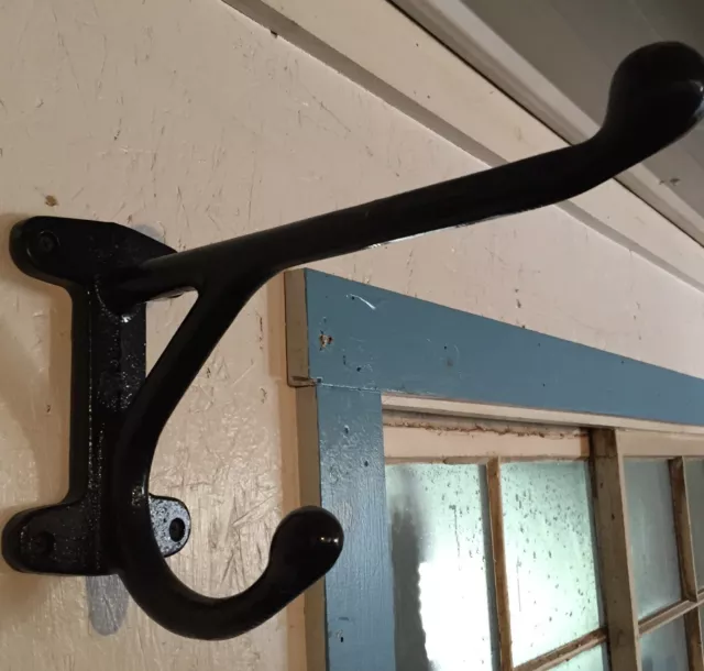 Large Black 12" Coat Closet & Harness Hat Hook Cast Iron Amish Made Barn Stable 2