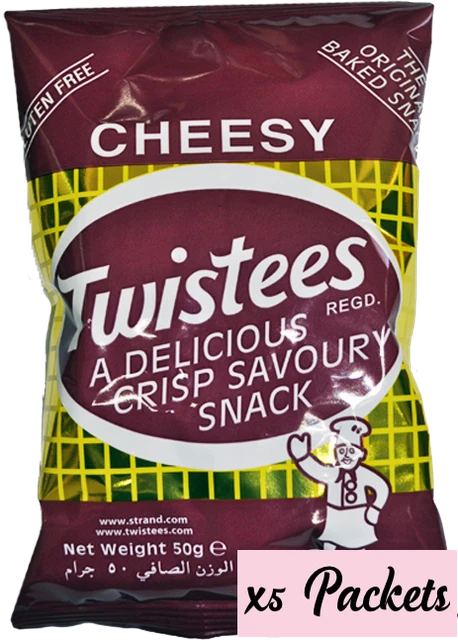 5x pkts Malta Maltese Twistees Cheesy Baked GLUTEN FREE Rice Snack