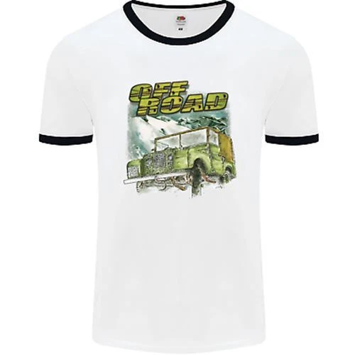 Off Road 4X4 Off Roading Four Wheel Drive Mens White Ringer T-Shirt