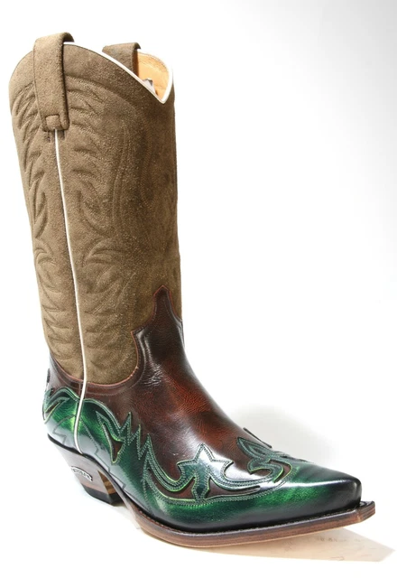 Sendra Boots 3241 Trenzado Cuervo West Marrone Stivali Donna Uomo Ibiza Cowboy Western Stivali A Punta Tacco Inclinato Intrecciato Collo Piede Treccia Fatto A Mano Vera Pelle Taglia 40