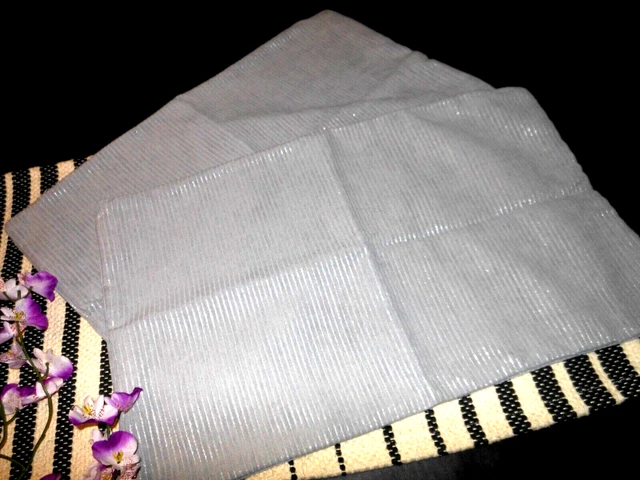 F108  ~Pair 12 x 20 ~ GRAY SILVER METALLIC SPARKLE CORDUROY STRIPE PILLOW COVERS