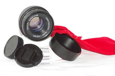 SUPERBE objectif 50mm f1,7 pour Pentax K CHINON  bouchons,pare-soleil,housse EXC 