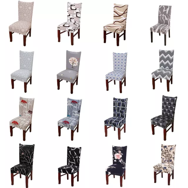 1/4/6pcs Stretch Spandex Dining Room Printed Chair Covers Slipcovers Home Decor