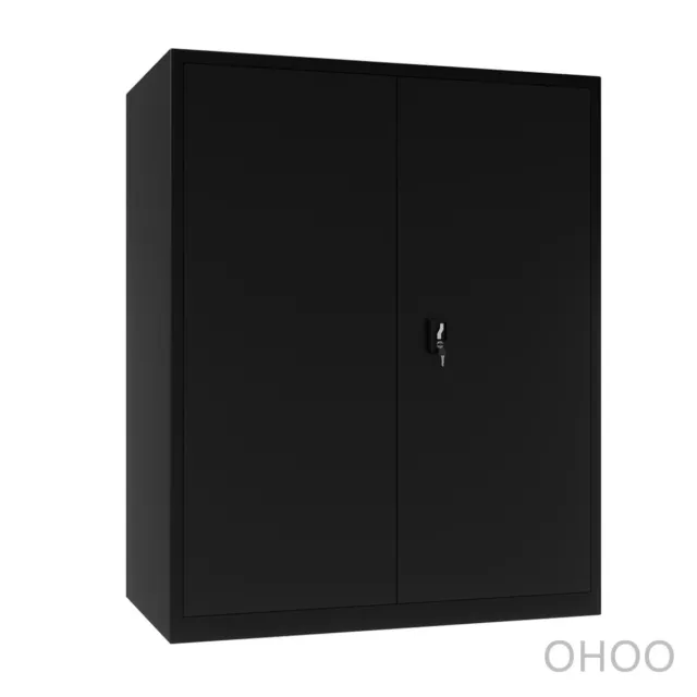 Lockable Steel Storage Cabinet 2 Metal Door Office Home Furniture OHOO