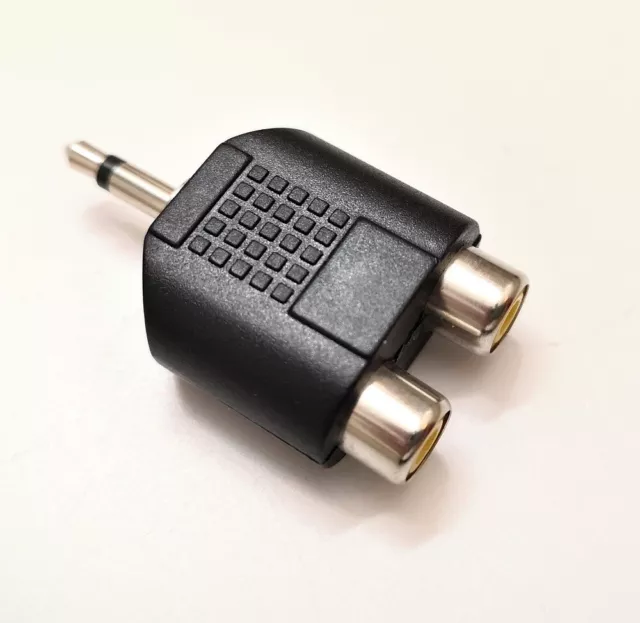 Conector Adaptador Audio Video - Doble RCA Hembra - Jack Macho Mono 3,5 mm